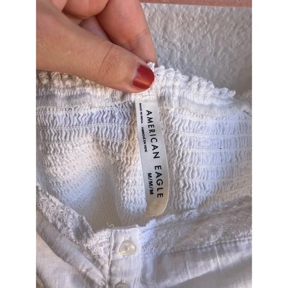 American Eagle White Lace Crochet Victorian Corset Crop Top MD - Picture 6 of 9